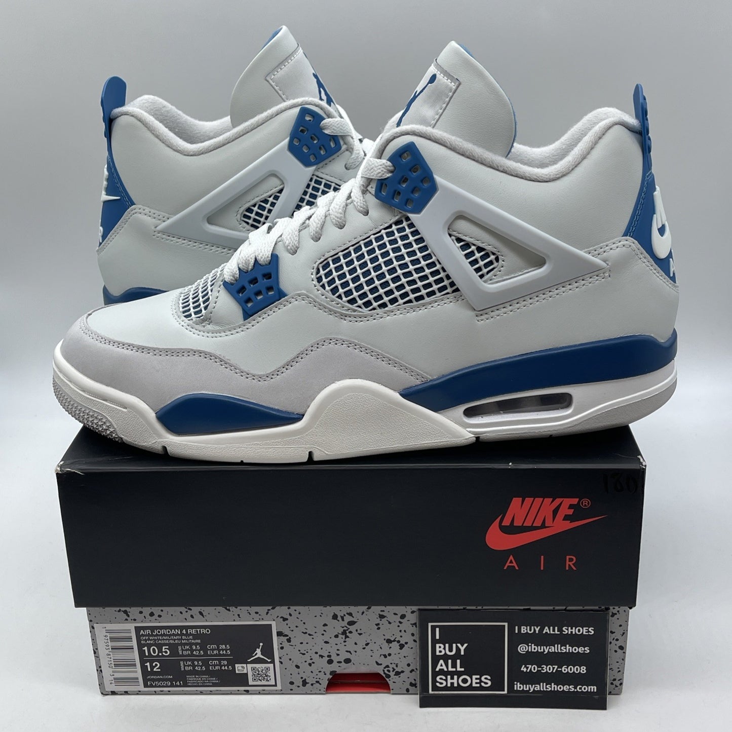 Size 10.5 - Air Jordan 4 Retro 2024 Military Blue Grey Suede (FV5029-141)
