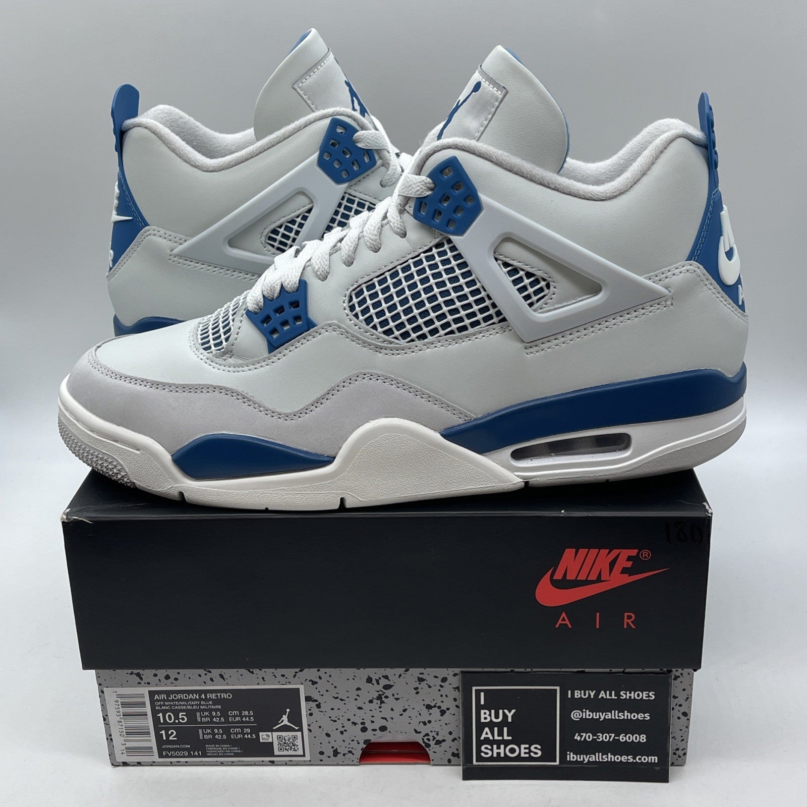 Size 10.5 - Air Jordan 4 Retro 2024 Military Blue Grey Suede (FV5029-141)
