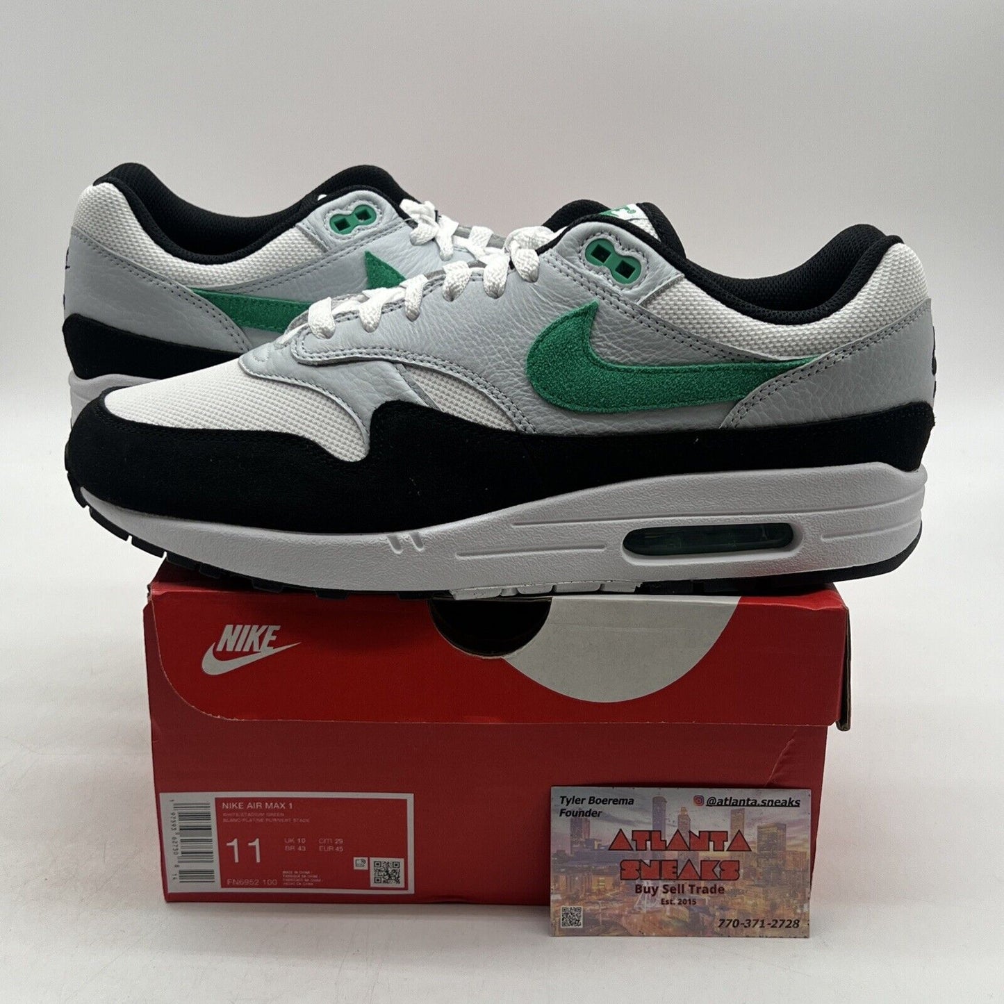 Size 11 - Nike Air Max 1 Low Stadium Green White Black Suede  (FN6952-100)