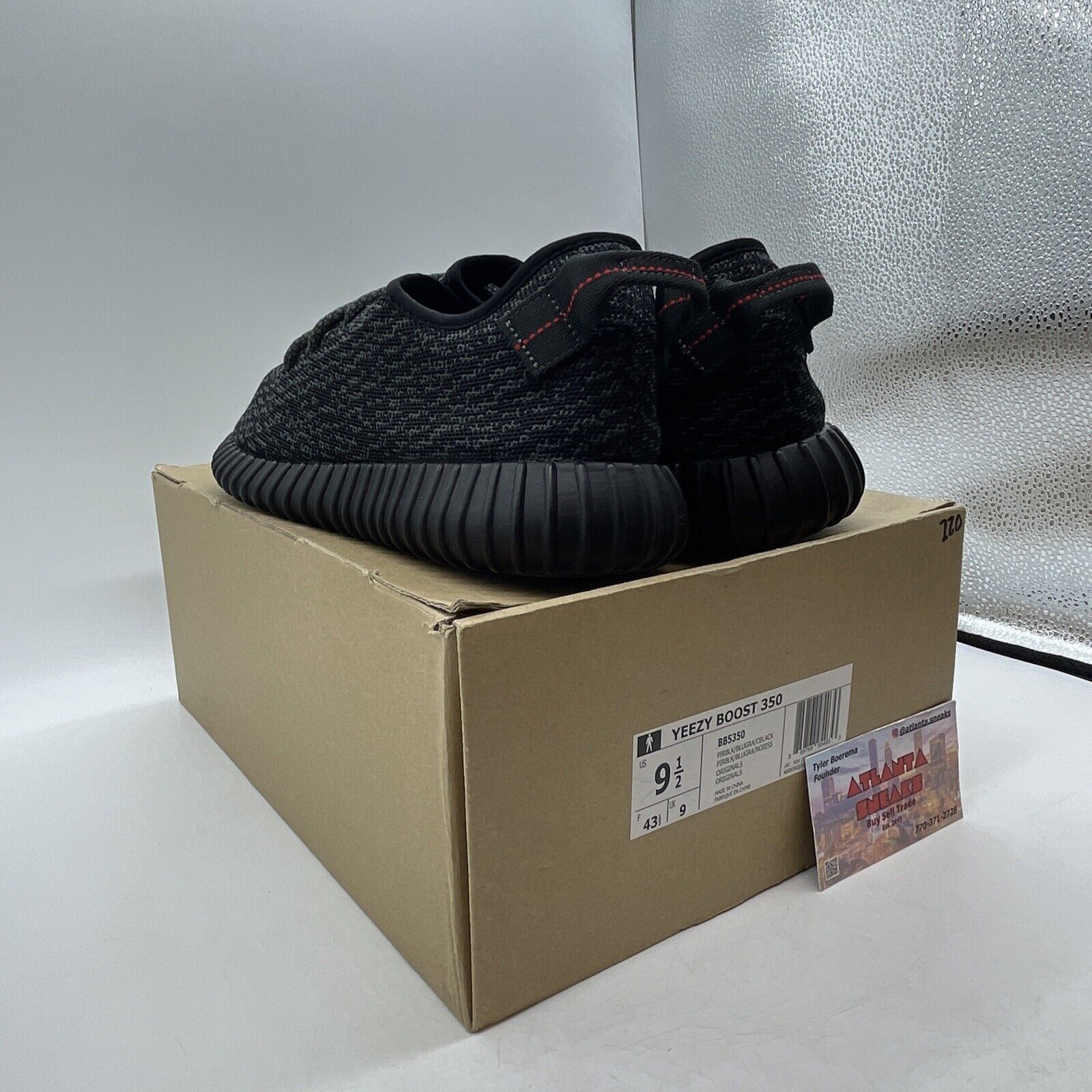 Size 9.5 - adidas Yeezy Boost 350 2016 Pirate Black Red (BB5350)