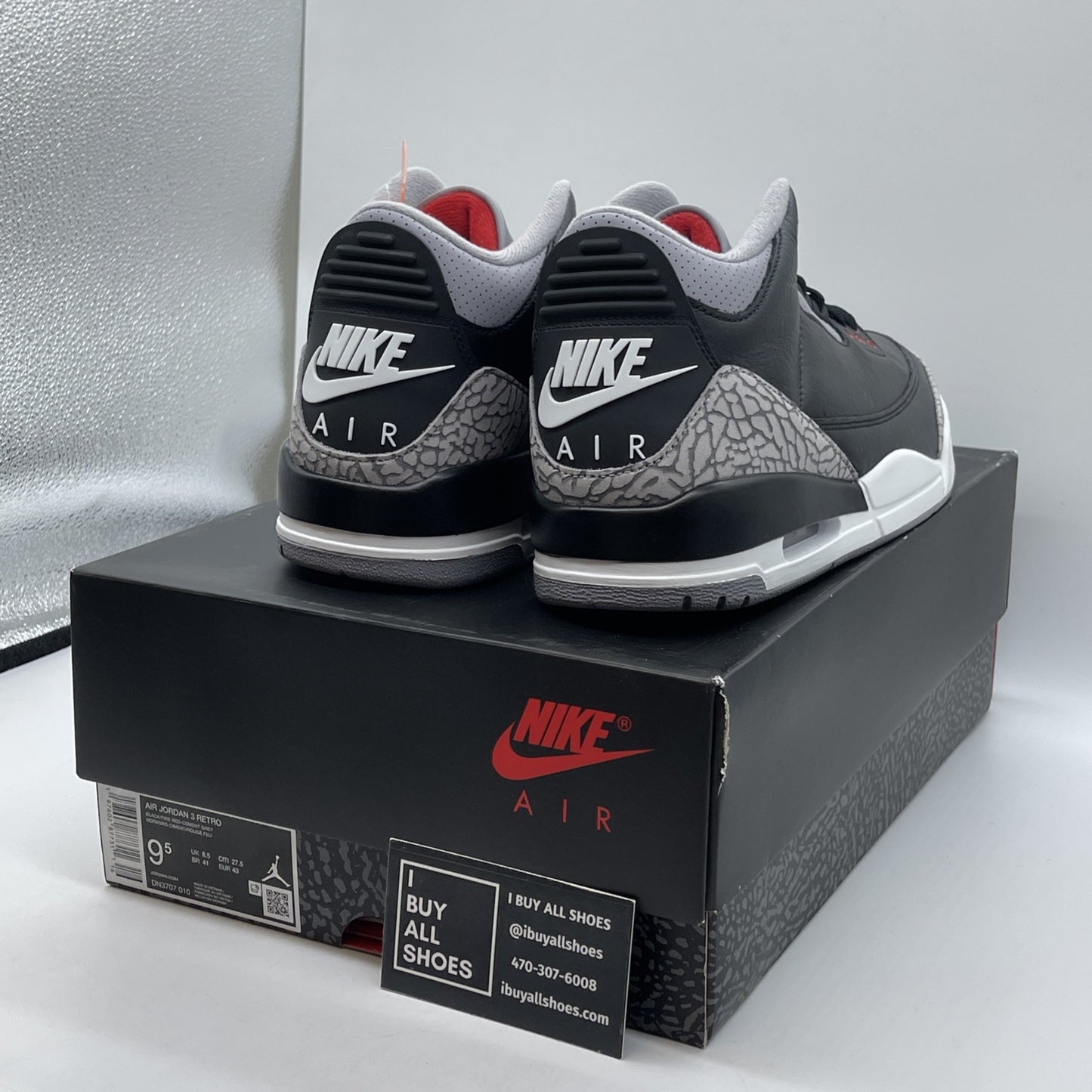 Size 9.5 - Air Jordan 3 Retro OG 2024 Black Cement Suede Leather (DN3707-010)