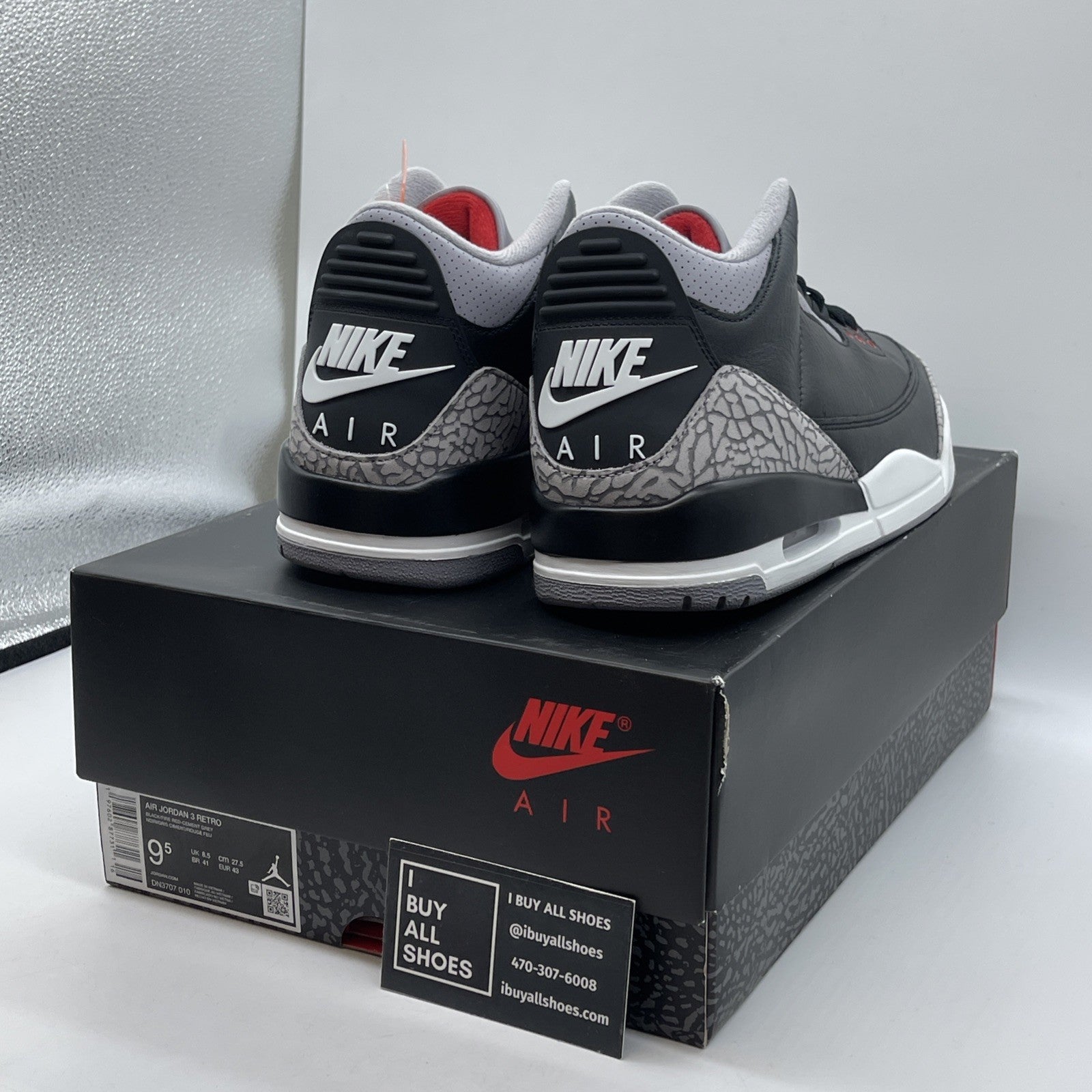 Size 9.5 - Air Jordan 3 Retro OG 2024 Black Cement Suede Leather (DN3707-010)