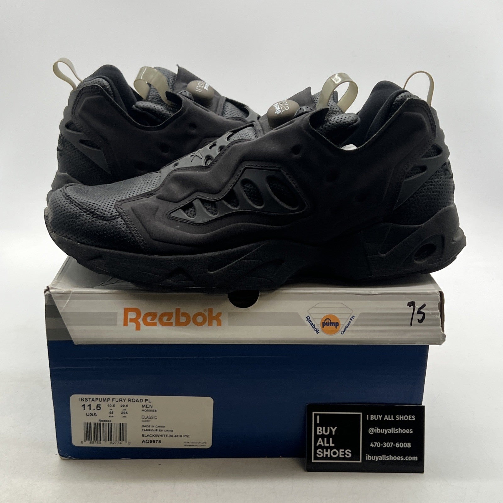 Size 11.5 - Reebok Instapump Fury Road PL Black Ice (AQ9978)