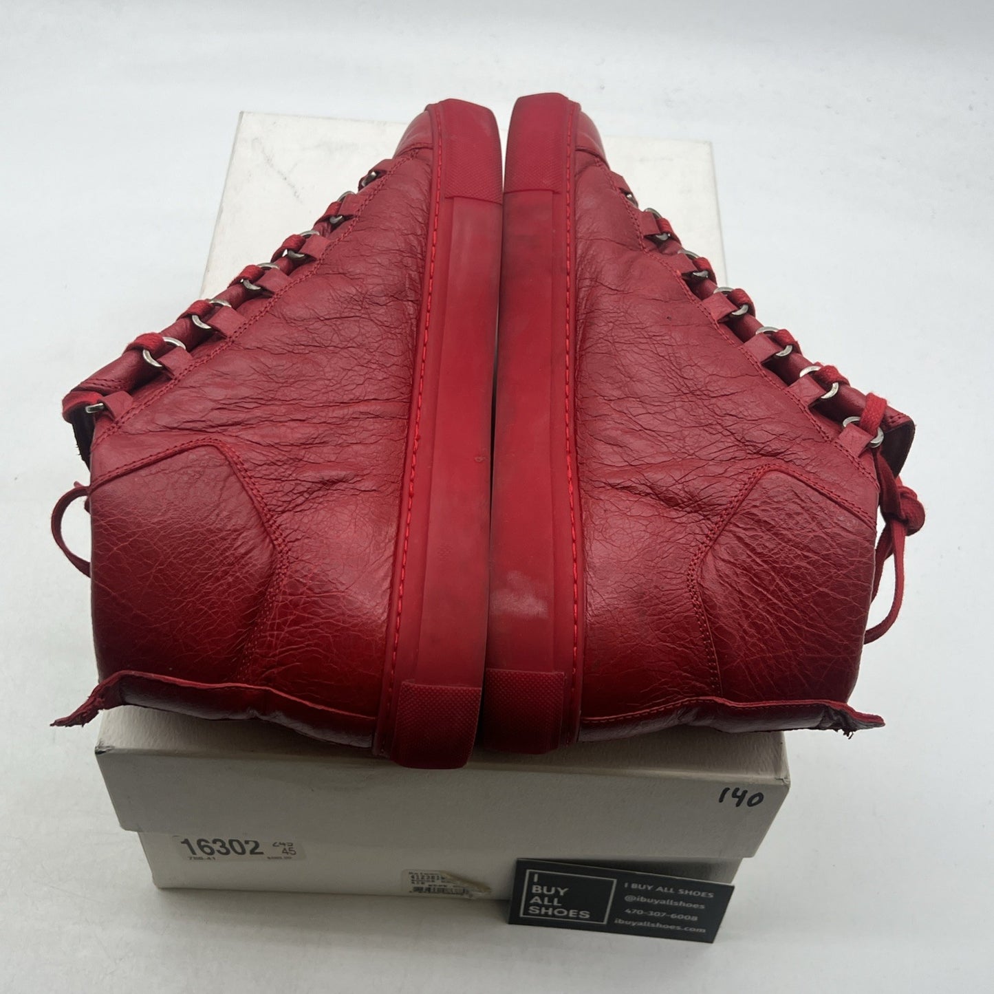 Size 41 - Balenciaga Arena Red Leather High Top Sneakers