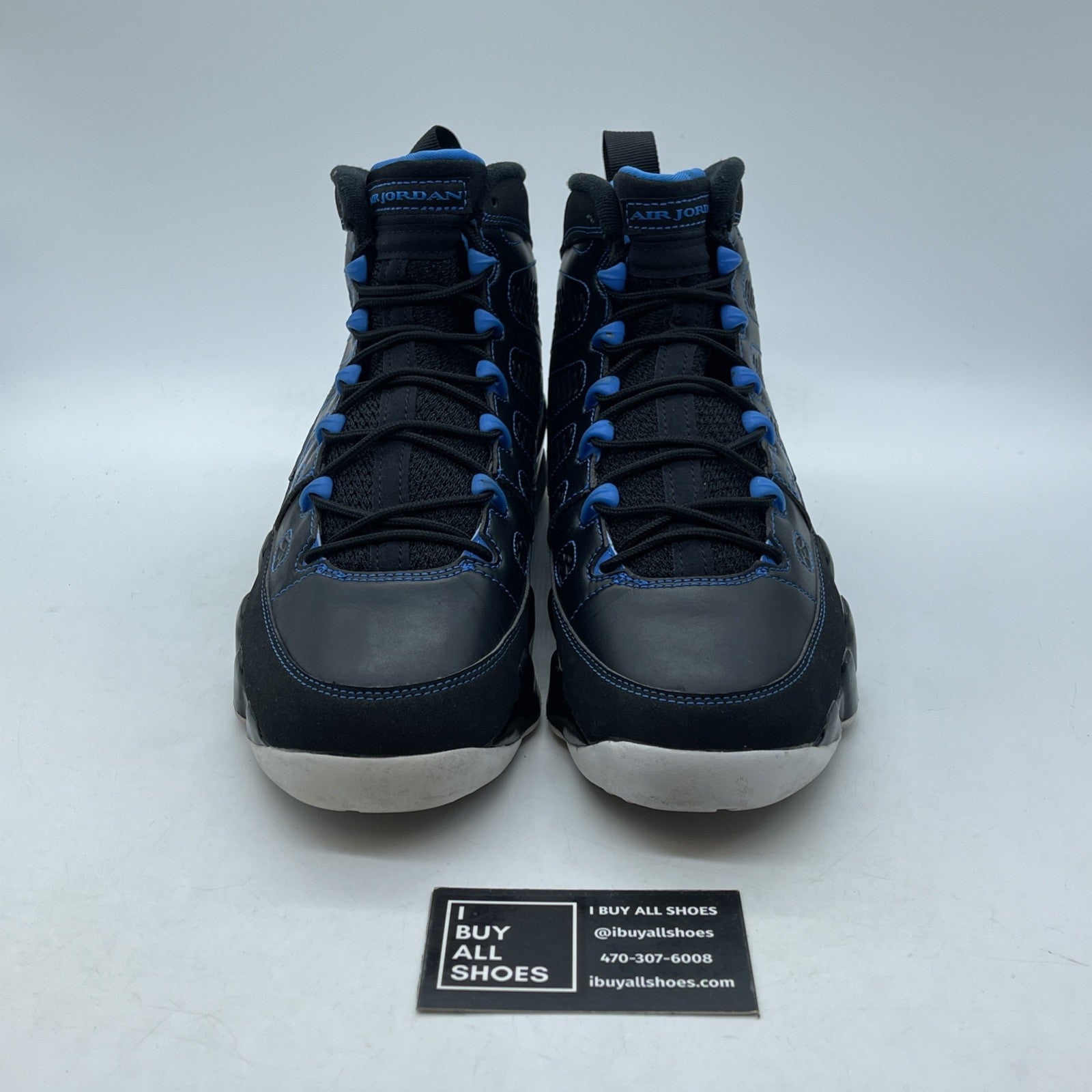 Size 9 - Air Jordan 9 Retro Photo Blue Black Leather (302370-007)