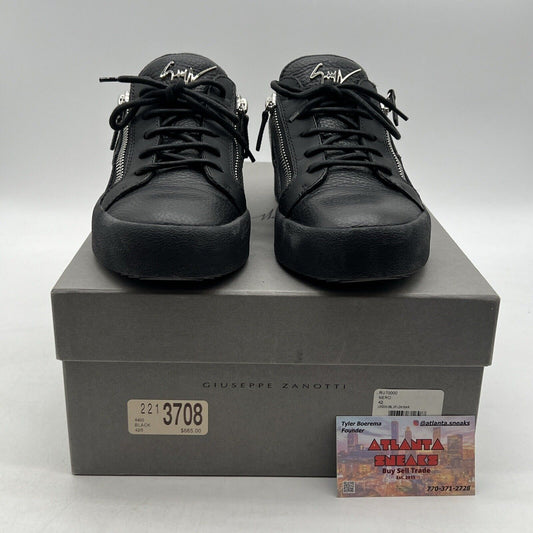 Size 9 - Giuseppe Zanotti Men's Black London Double-Zip Sneaker Shoe