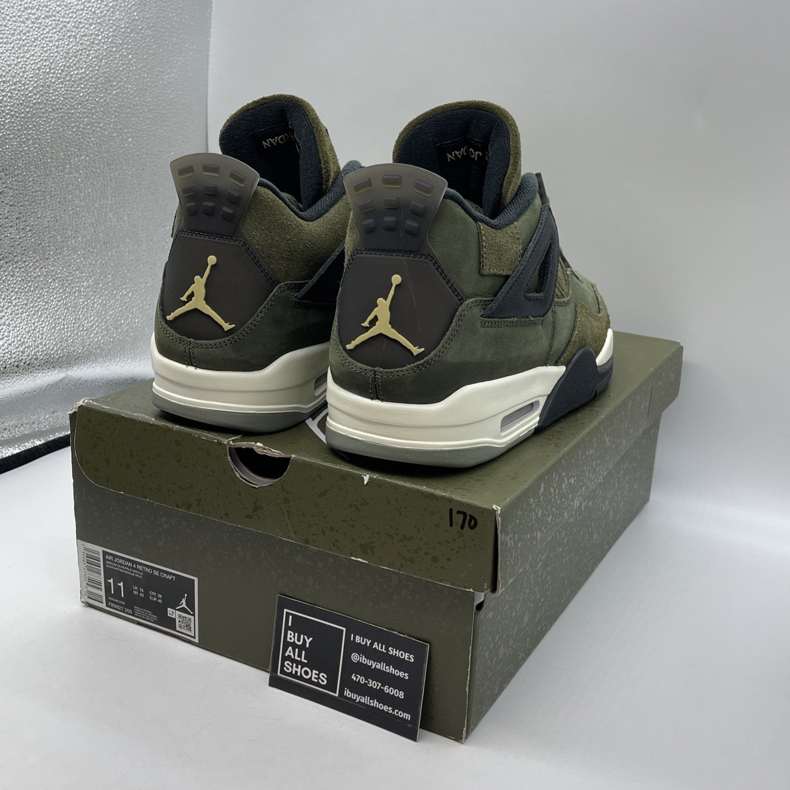 Size 11 - Jordan 4 SE Retro Low Craft Olive Green Black Suede (FB9927-200)