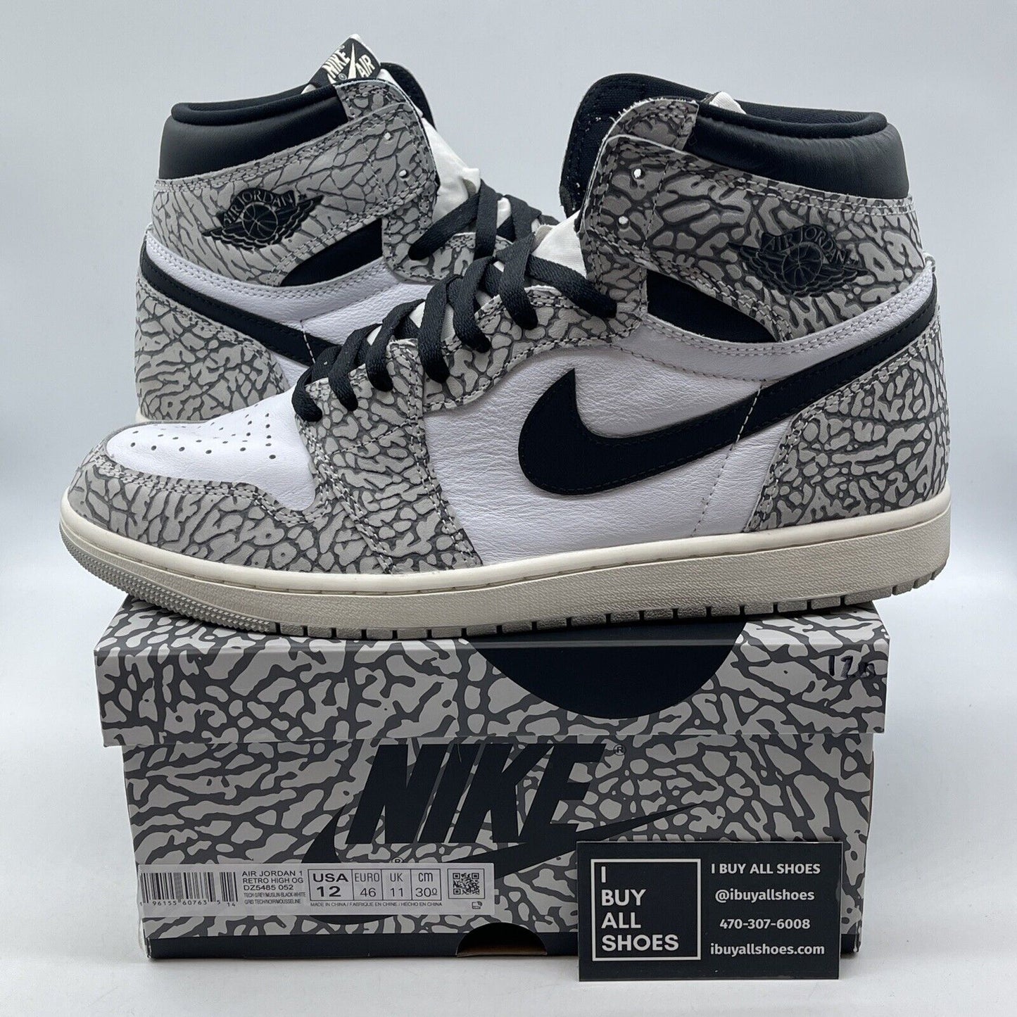 Size 12 - Air Jordan 1 Retro OG High White Cement White Grey Suede (DZ5485-052)