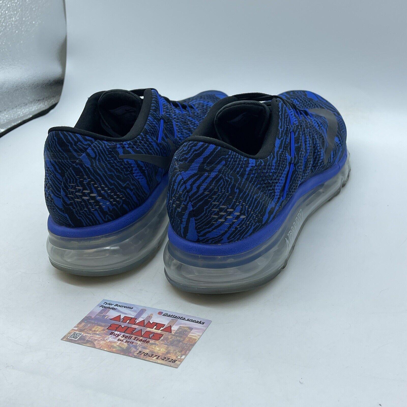 Size 11 - Nike Air Max 2016 Zebra Blue Black Suede Leather (818135-400)