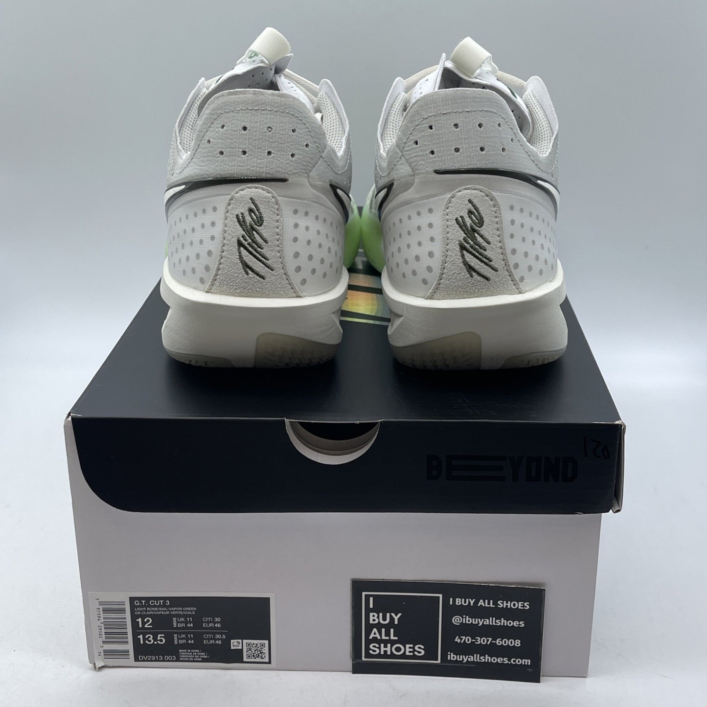 Size 12 - Nike Air Zoom GT Cut 3 Vapor Green White Grey Suede (DV2913-003)