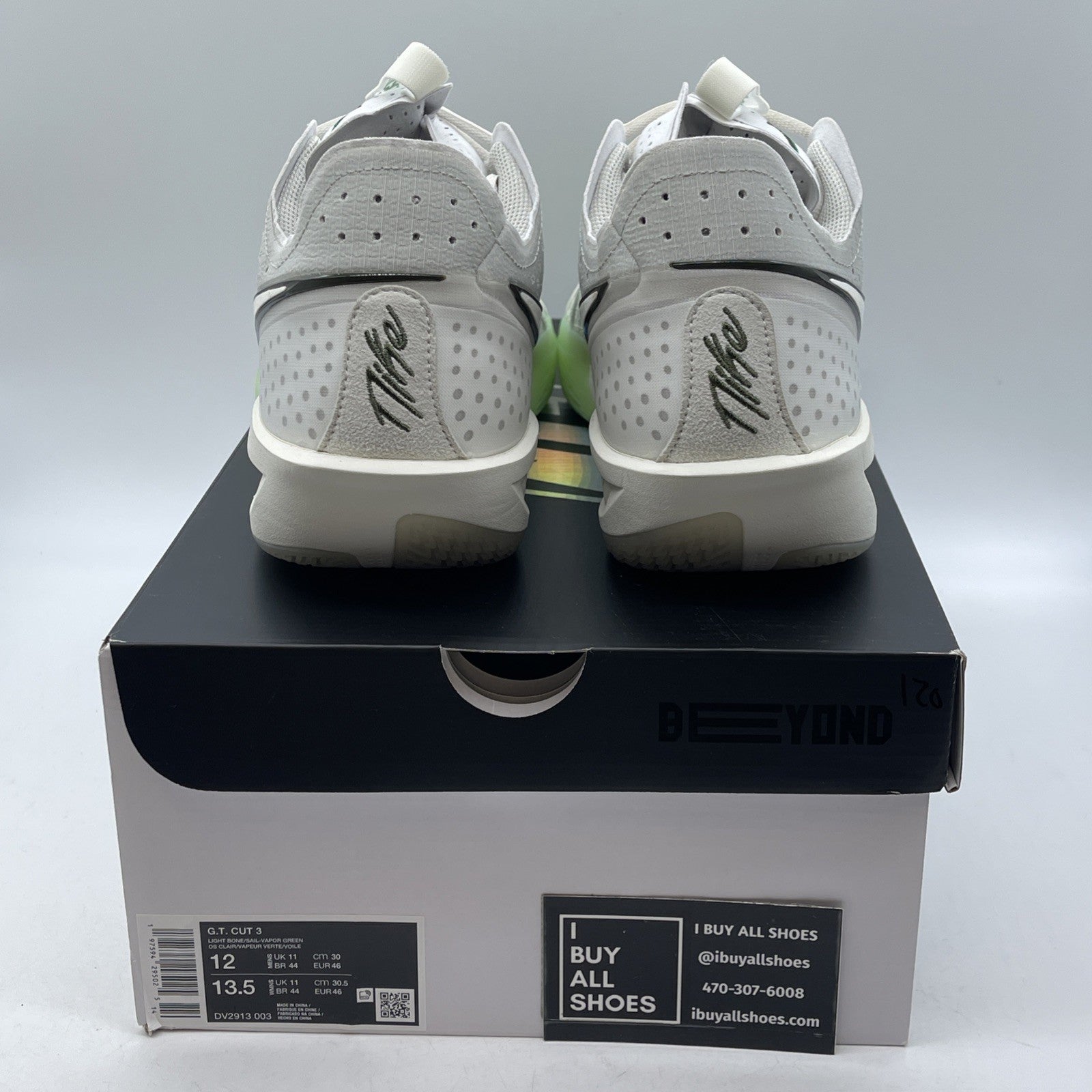 Size 12 - Nike Air Zoom GT Cut 3 Vapor Green White Grey Suede (DV2913-003)