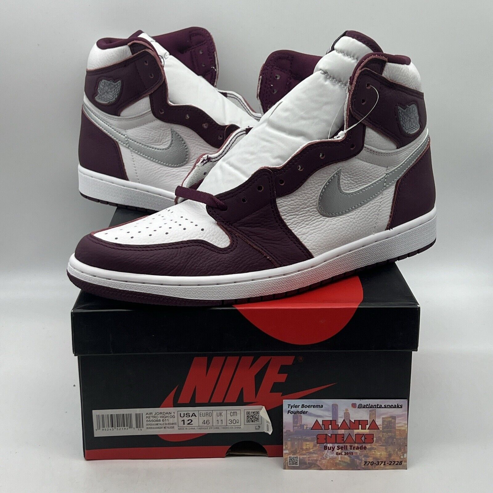 Size 12 - Jordan 1 Retro High OG Bordeaux Brand New Og All