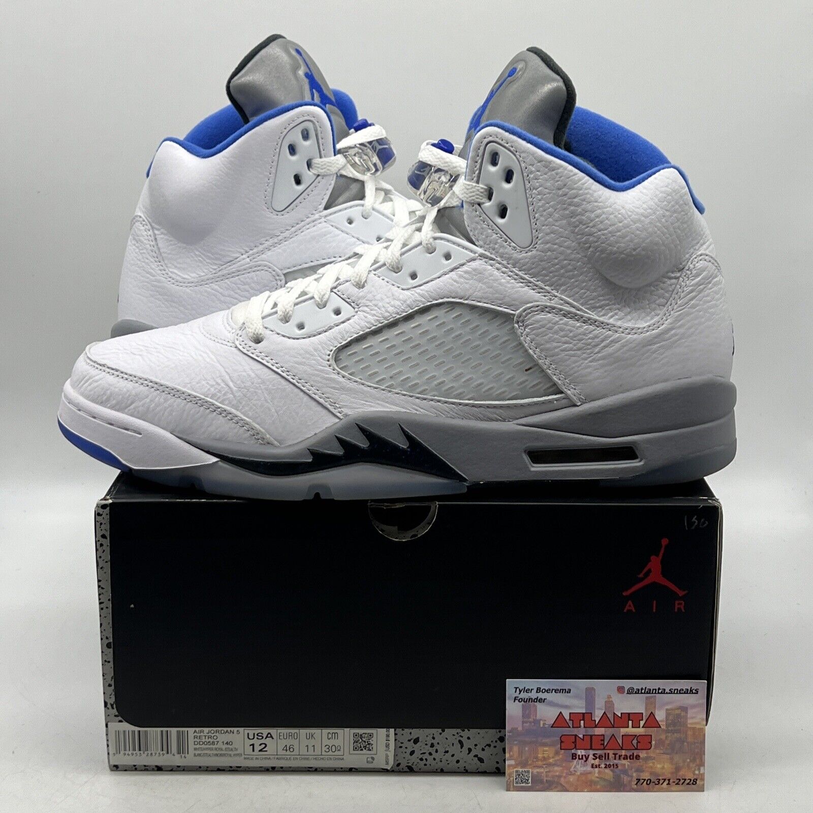 Size 12 - Air Jordan 5 Retro Stealth 2.0 Blue White Grey Leather (DD0587-140)