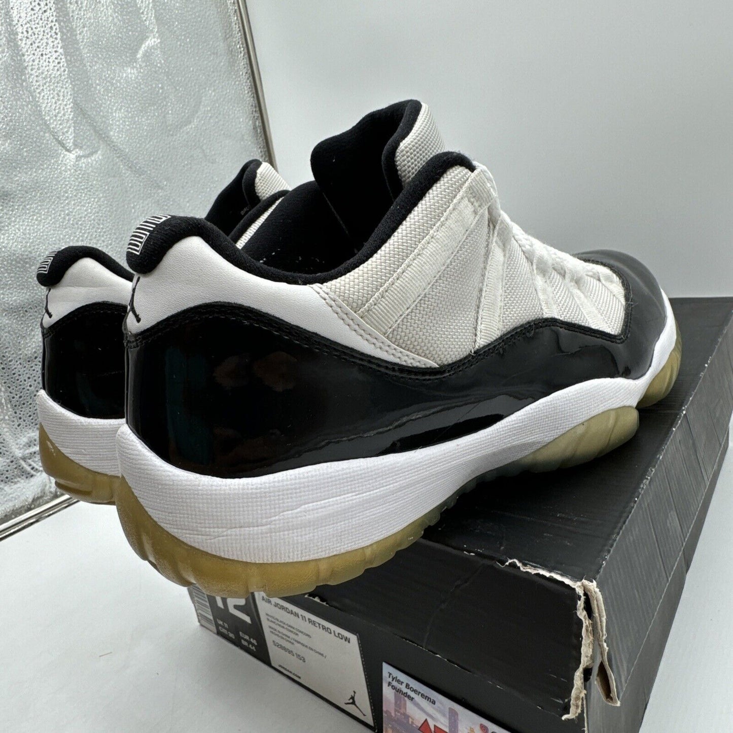 Size 11.5 - Air Jordan 11 Retro Low Concord White Black Nylon Mesh Leather Shiny