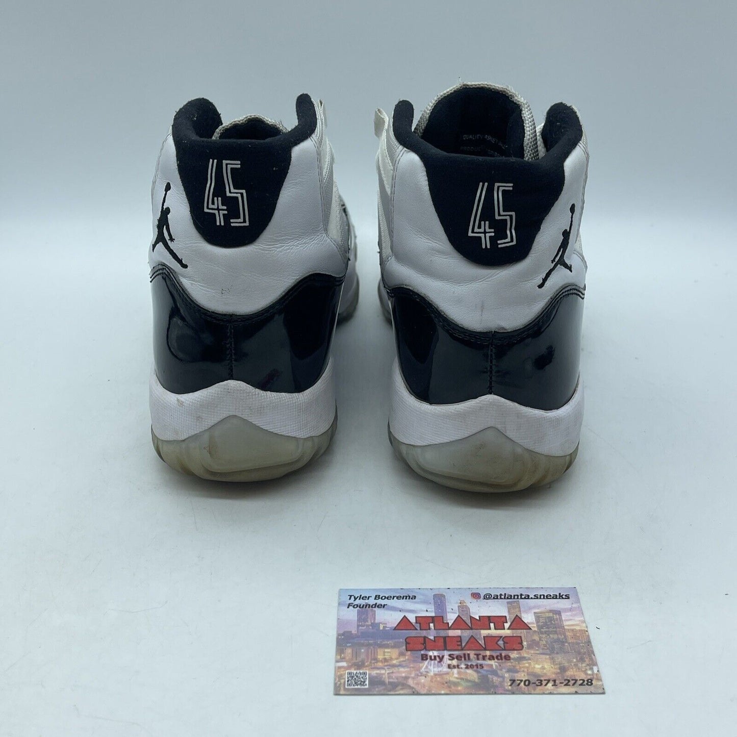 Size 8.5 - Jordan 11 Retro High Concord White Black Leather (378037-100)