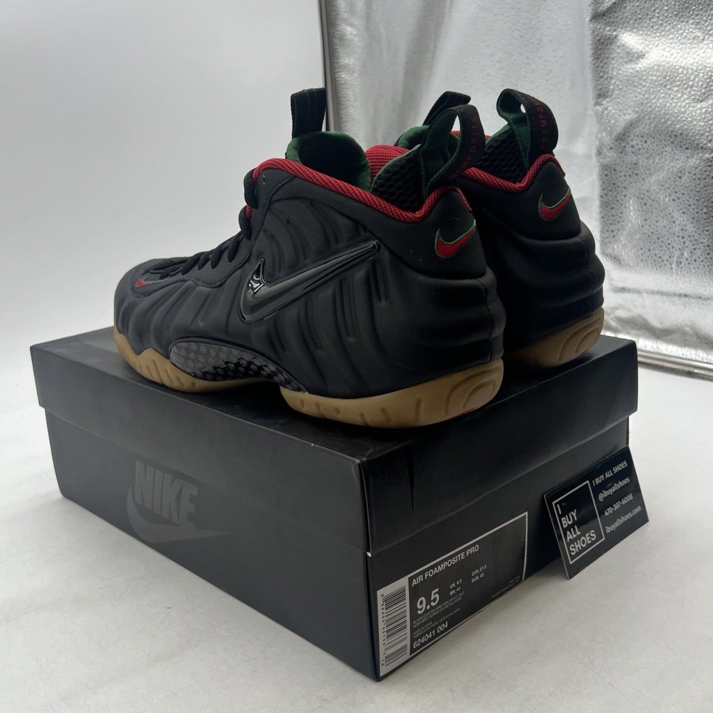 Size 9.5 - Nike Foamposite Pro Gucci - Black (624041-004)