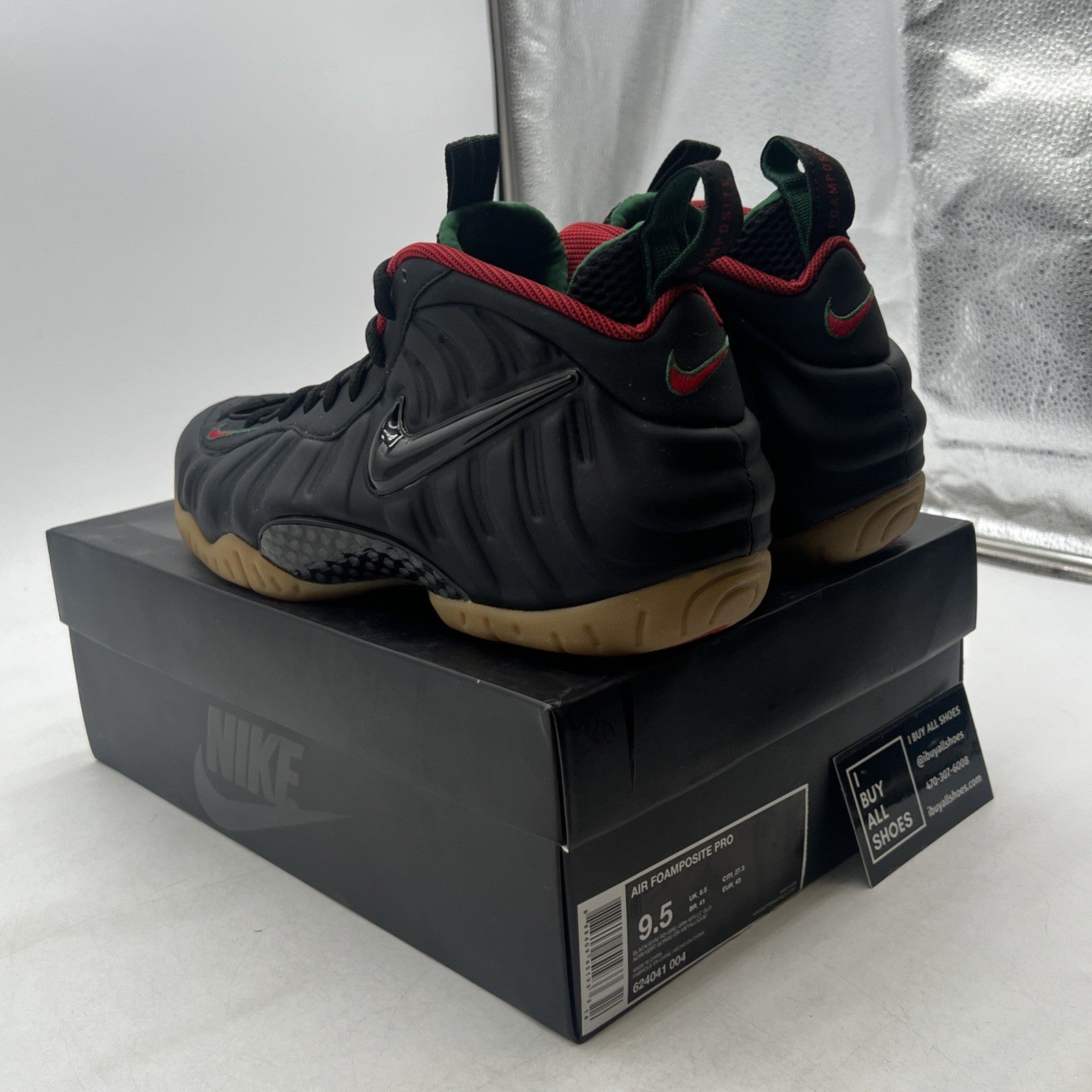 Size 9.5 - Nike Foamposite Pro Gucci - Black (624041-004)