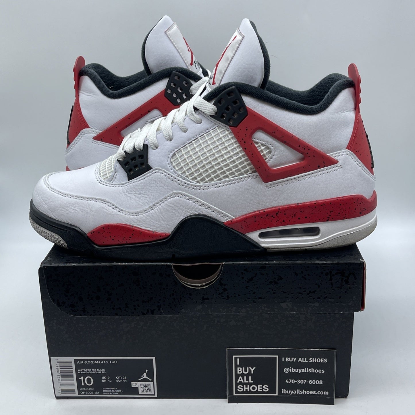 Size 10 - Jordan 4 Retro Mid Red Cement White Red Black Leather (DH6927-161)