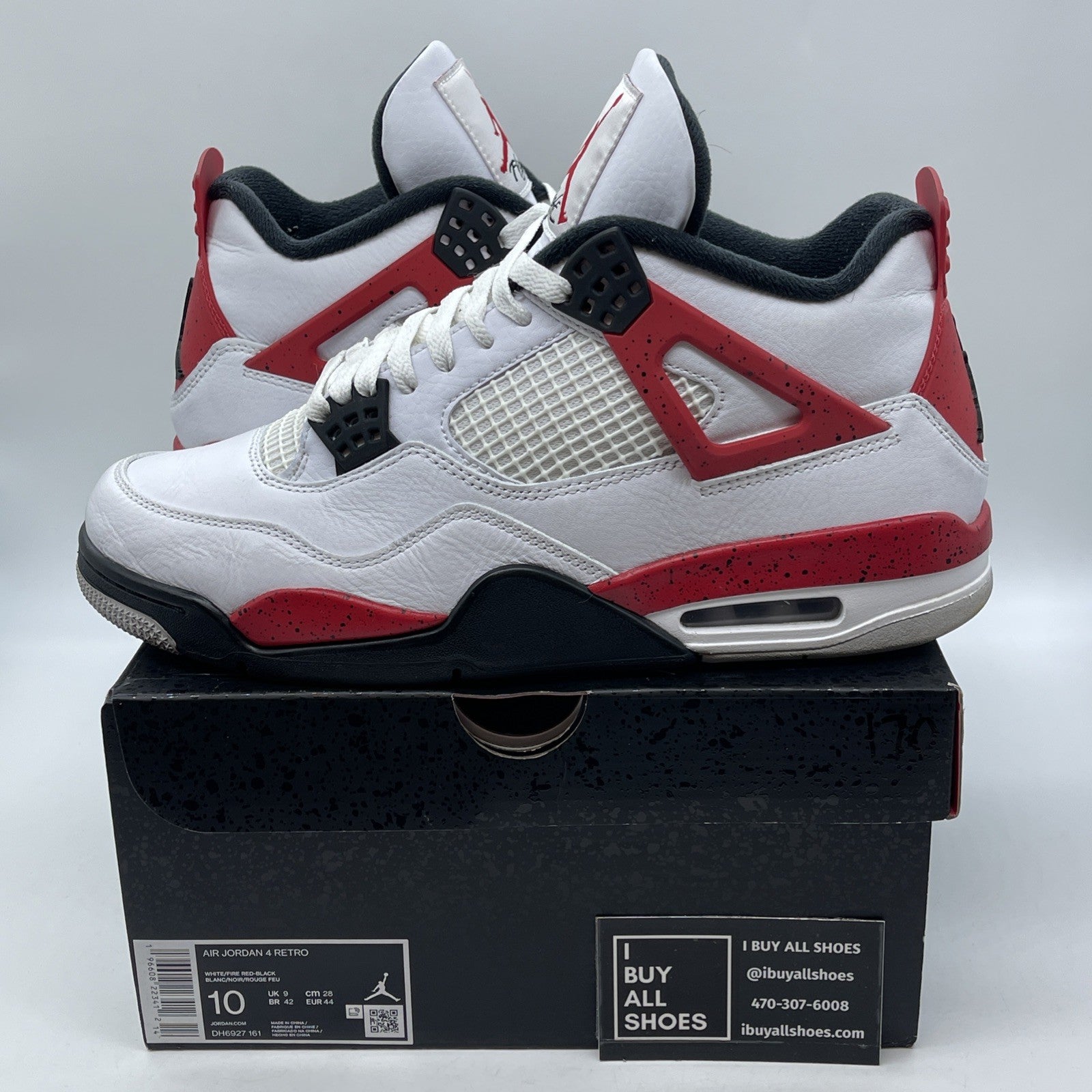 Size 10 - Jordan 4 Retro Mid Red Cement White Red Black Leather (DH6927-161)