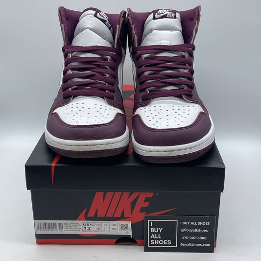 Size 12 - Jordan 1 Retro High OG Bordeaux Burgundy White Leather (555088-611)
