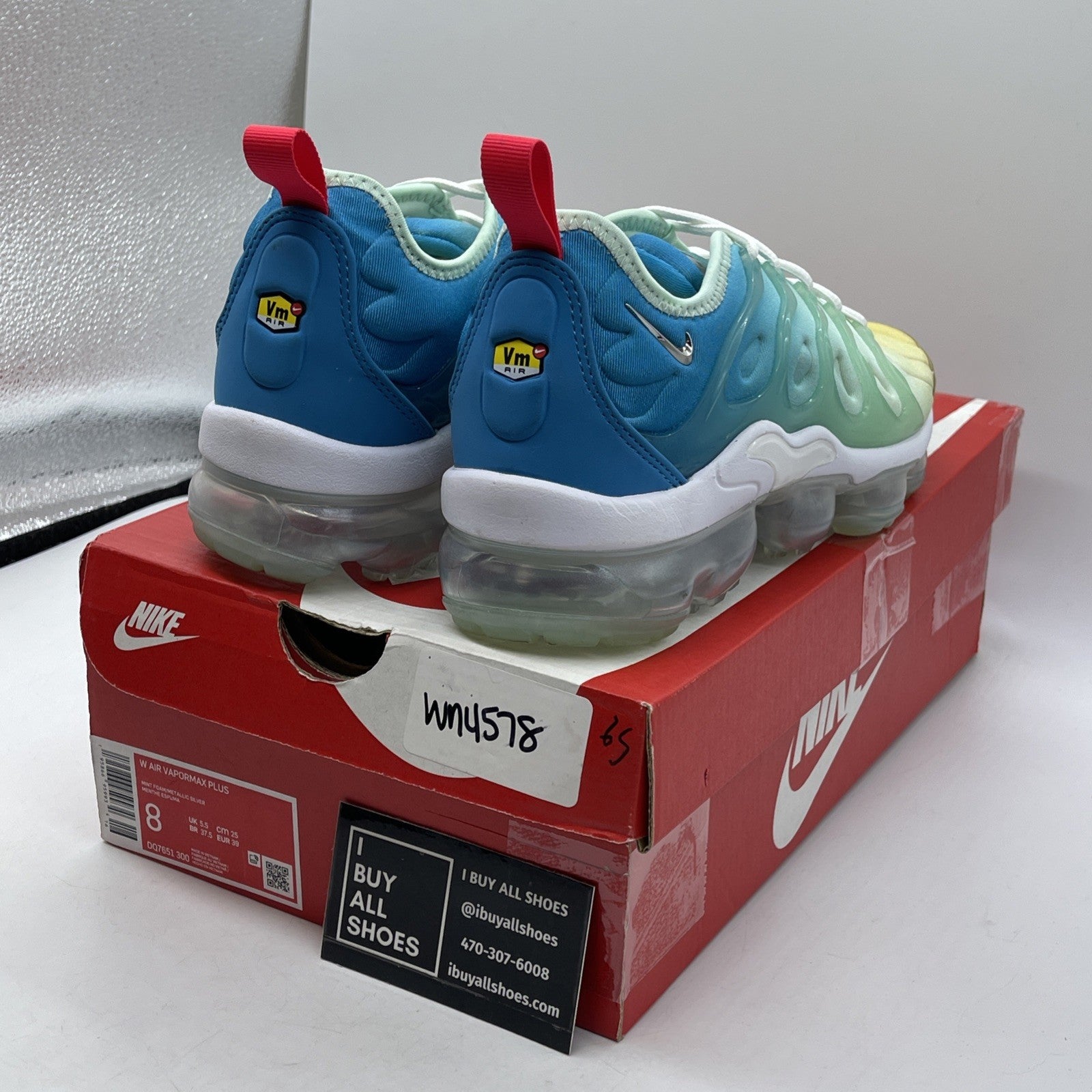 Size 8W - Nike Air VaporMax Plus Mint Foam Laser Blue Suede (DQ7651-300)
