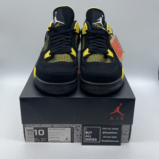 Size 10 - Jordan 4 Retro Low Thunder Black Yellow White Suede (308497-008)