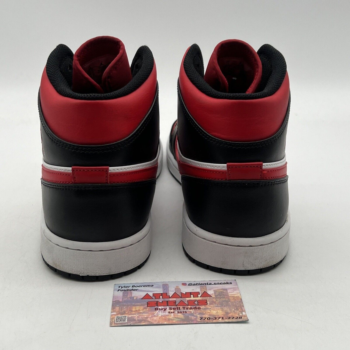 Size 13 - Jordan 1 Mid Bred Toe Black Red White Leather (554724-079)