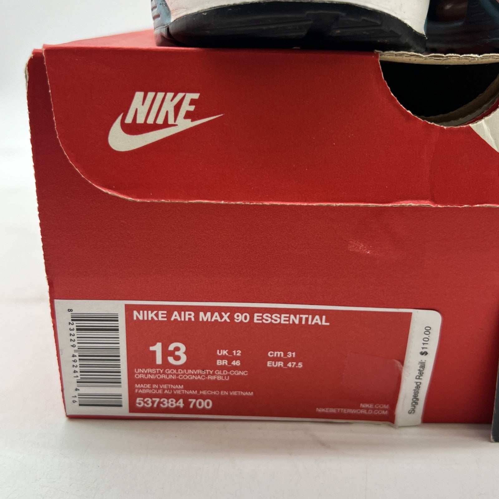 Size 13 - Nike Air Max 90 Essential Gold (537384-700)