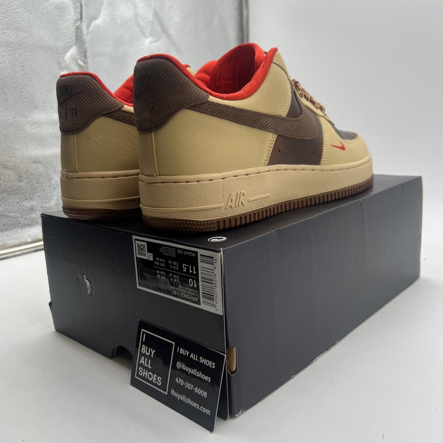 Size 10 - Nike Air Force 1 '07 Light British Tan Cacao Wow (HQ3447-222)