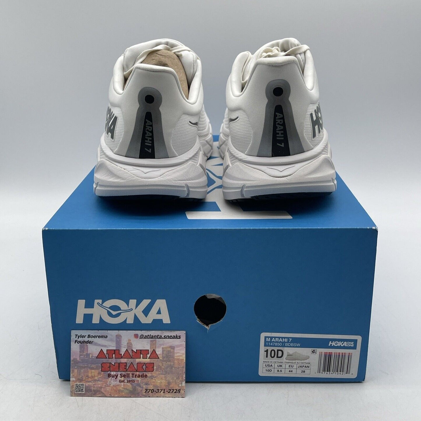 Size 10 - Hoka One One Arahi 7 Blanc De Blanc White Black Silver (1147850-BDBSW)