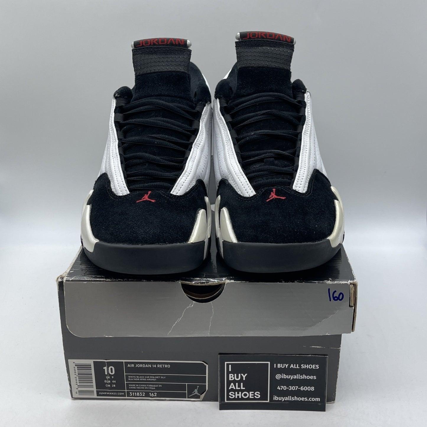 Size 10 - Air Jordan 14 Retro 2006 Black Toe  White Suede Leather (311832-162)