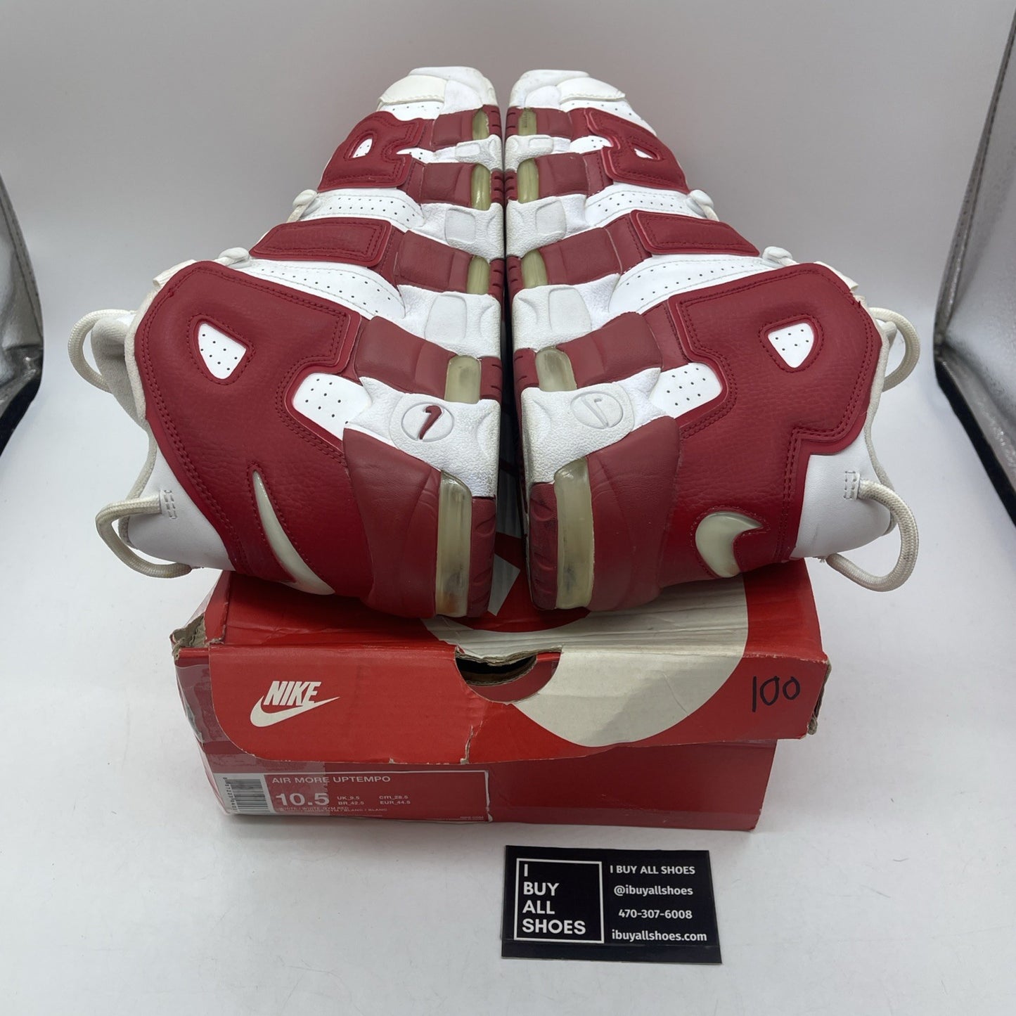Size 10.5 - Nike Air More Uptempo White Red Leather (414962-100)