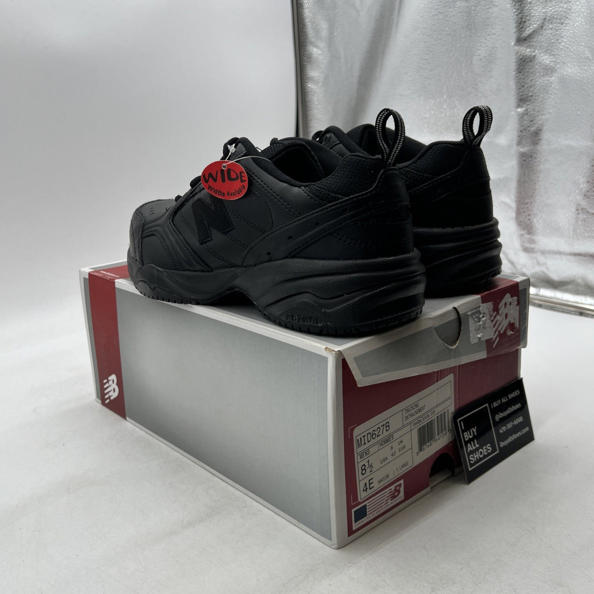Size 8.5 - New Balance Steel Toe 627 Leather Triple Black (MID627B)