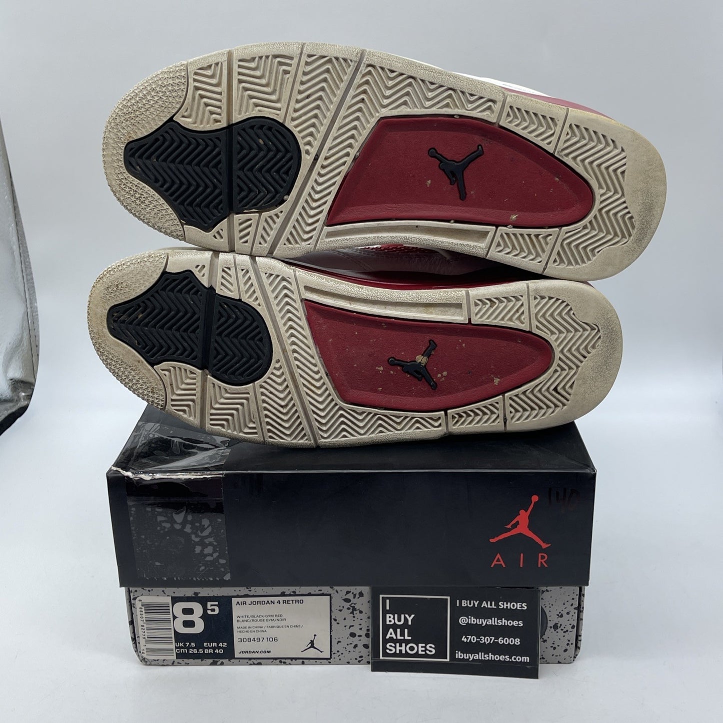 Size 8.5 - Jordan 4 Retro alternate 89 2016 Red White Leather (308497-106)