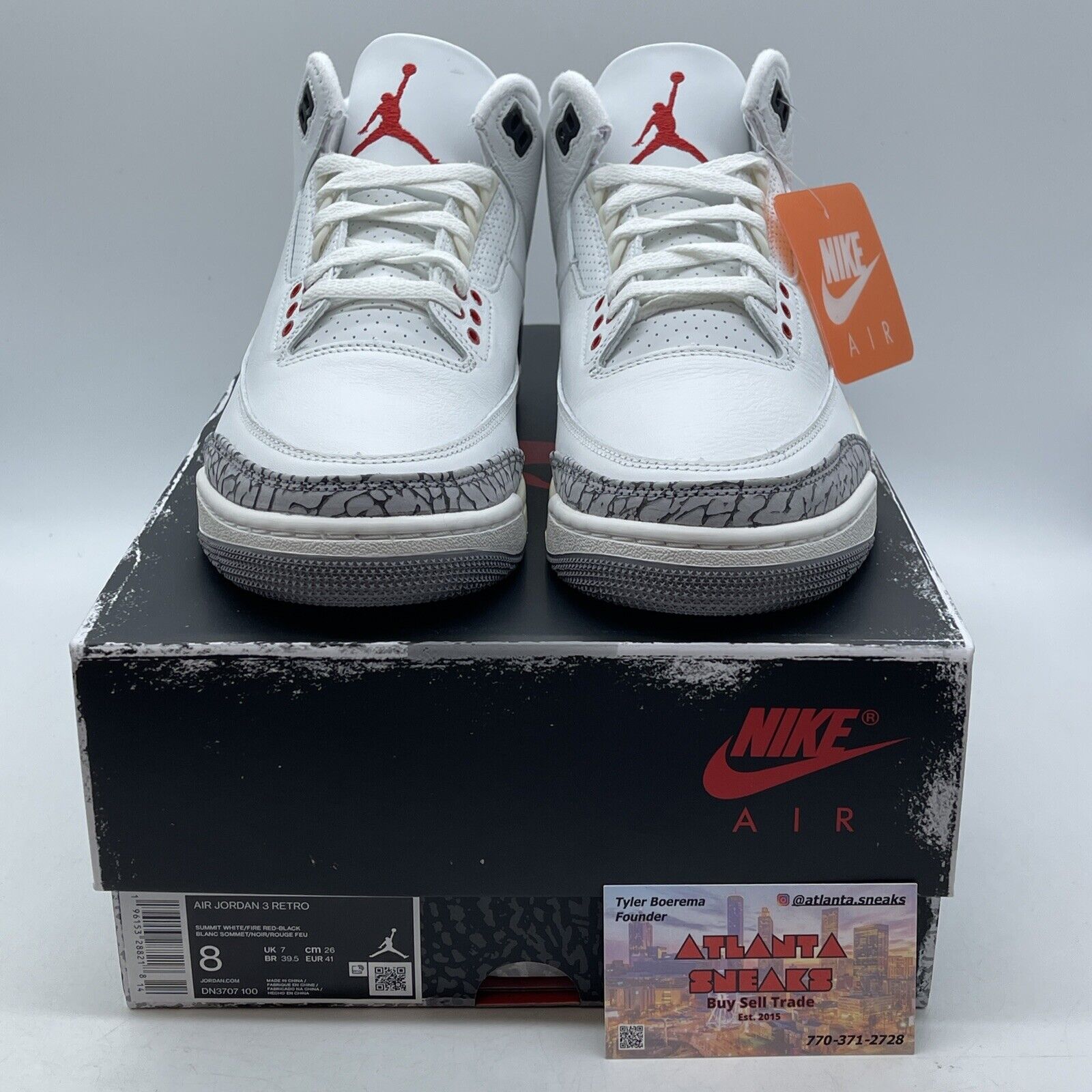 Size 8 - Jordan 3 Retro Mid White Cement Reimagined Grey White (DN3707-100)