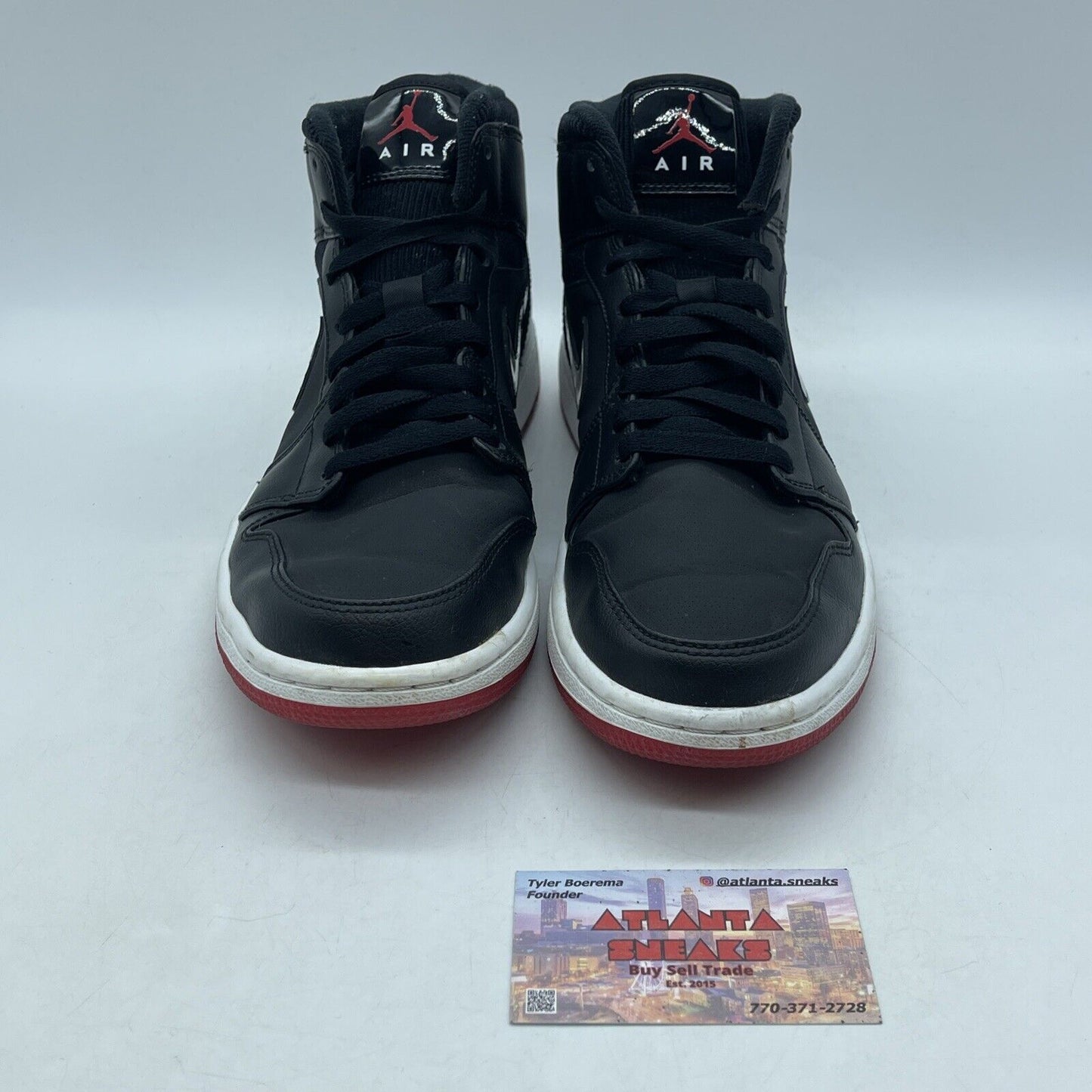 Size 9.5 - Air Jordan 1 Retro Mid Bred Black Red White Leather (BQ6578-001)