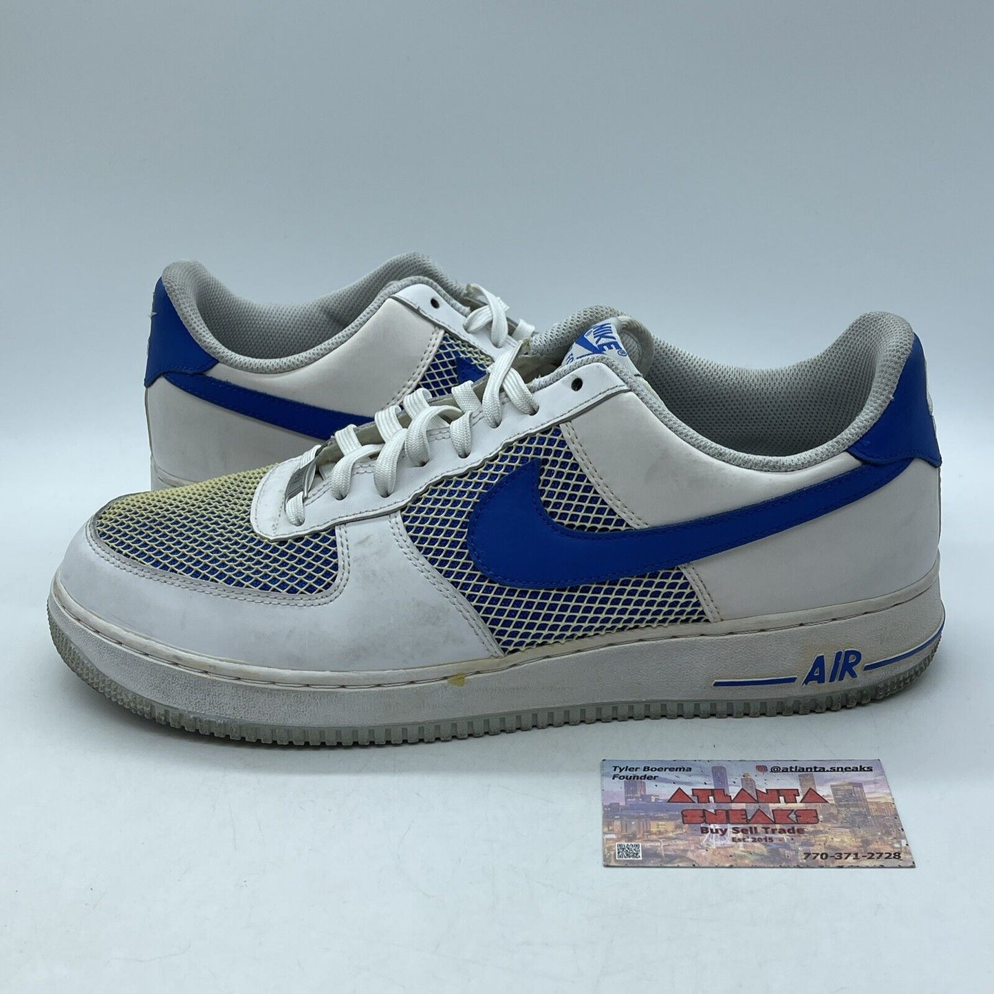 Size 13 - Nike Air Force 1 White Blue Leather (488298-150)