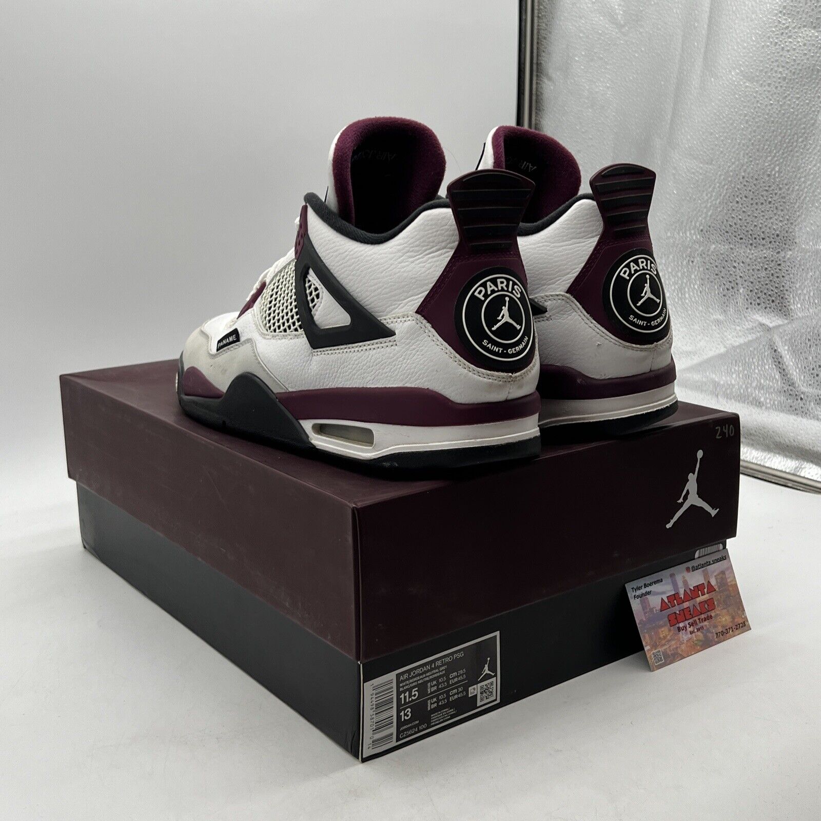 Size 11.5 - Jordan 4 Retro x Paris Saint-Germain Bordeaux 2020 (CZ5624-100)