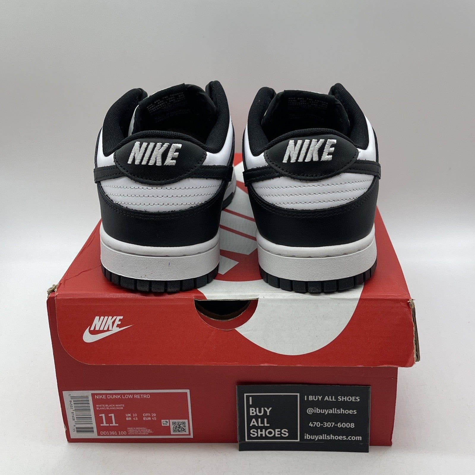 Size 11 - Nike Dunk Low Black White Leather (DD1391-100)