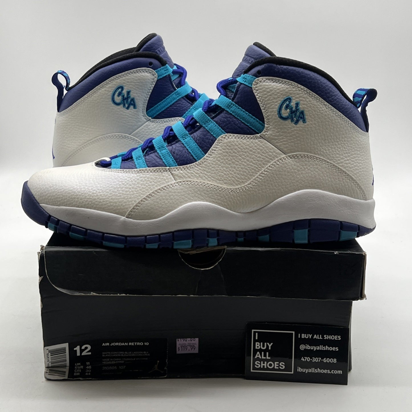 Size 12 - Air Jordan 10 Retro Charlotte Hornets (310805-107)