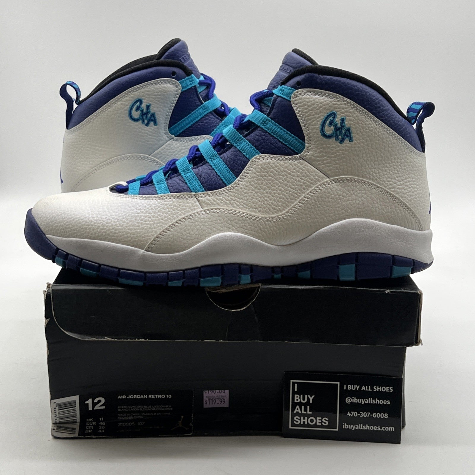 Size 12 - Air Jordan 10 Retro Charlotte Hornets (310805-107)