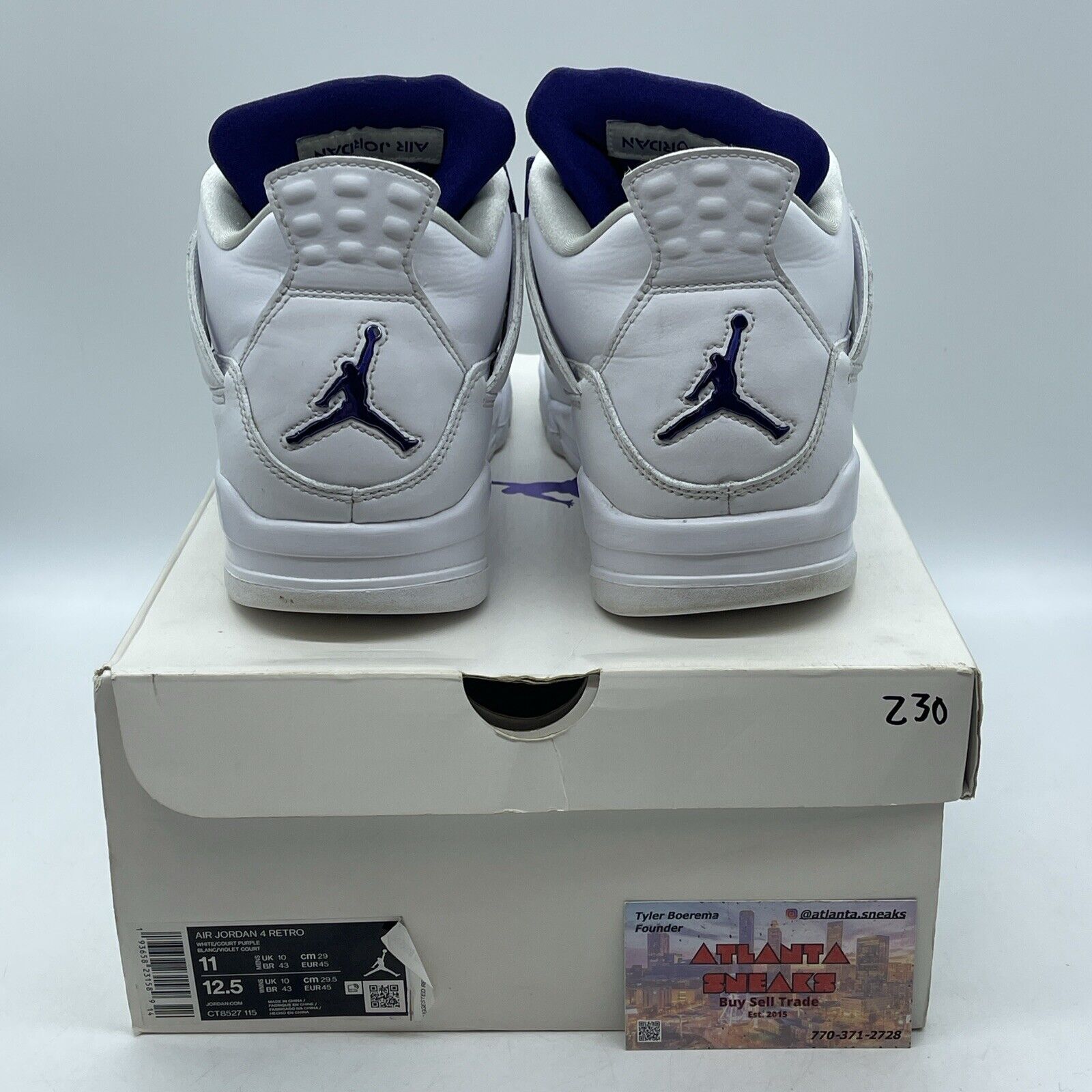 Size 11 - Jordan 4 Retro Mid Purple Metallic White Leather (CT8527-115)