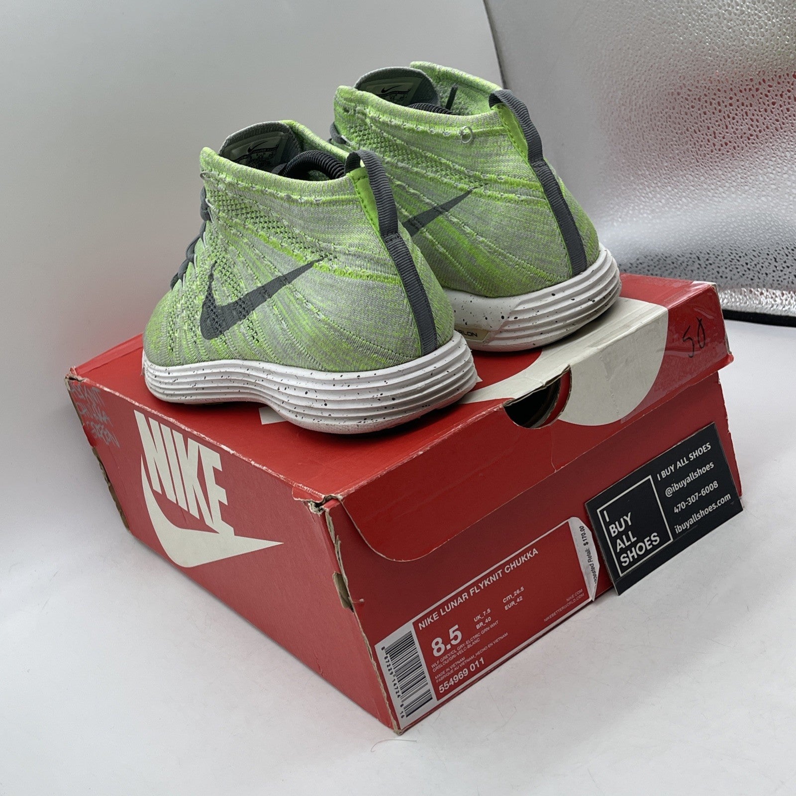 Size 8.5 - Nike Lunar Flyknit Chukka Gray (554969-011)