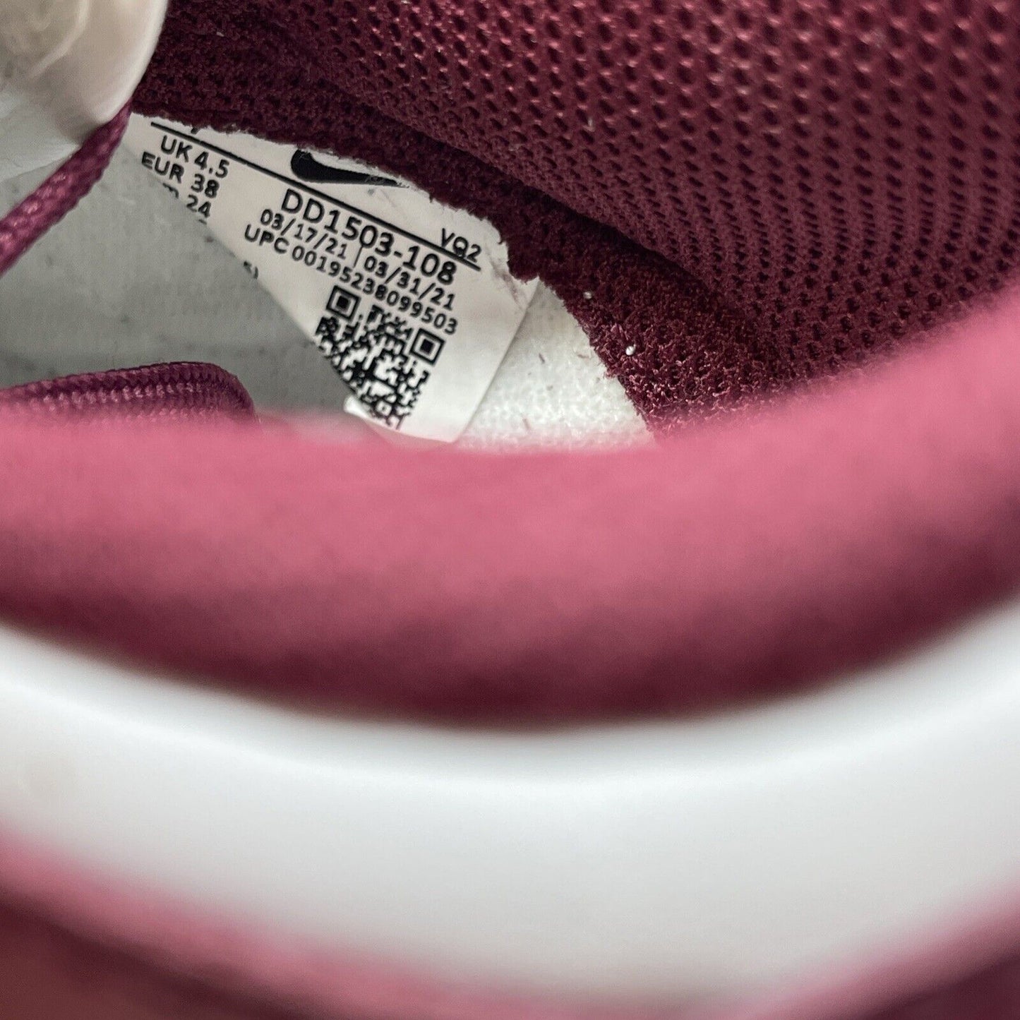 Size 7W - Nike Dunk Low Dark Beetroot  Burgundy White Leather (DD1503-108)