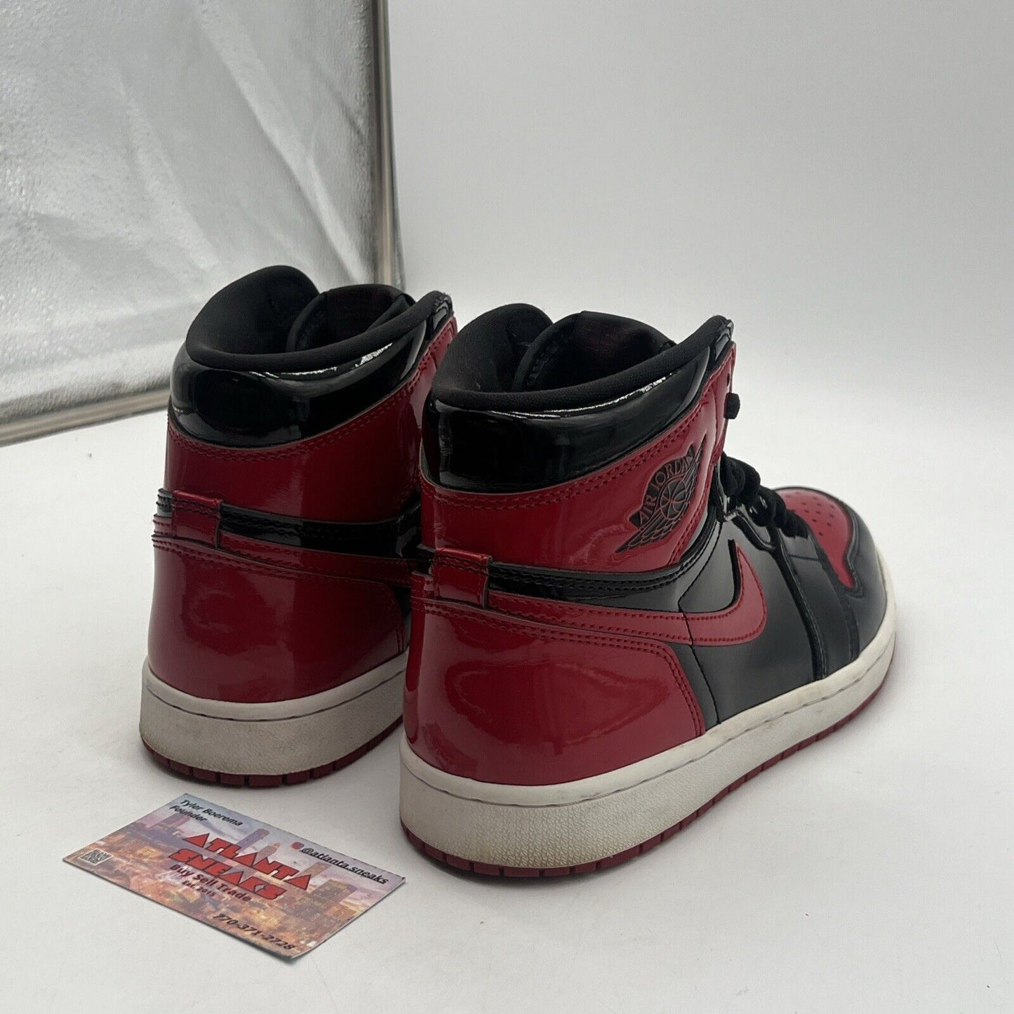 Size 8.5 - Jordan 1 Retro OG High Patent Bred Black White Red (555088-063)