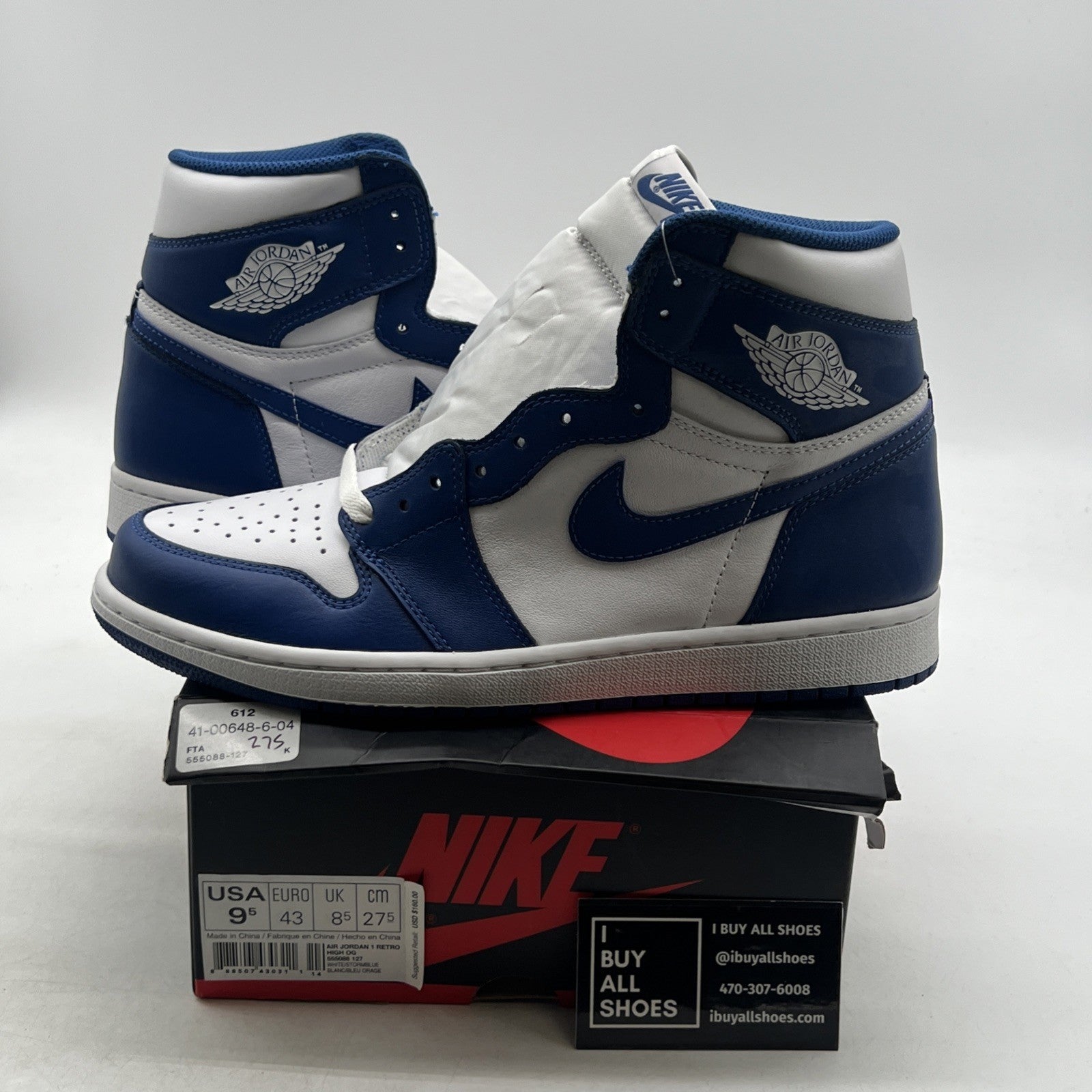 Size 9.5 - Air Jordan 1 Retro High OG Storm Blue 2016 (555088-127)