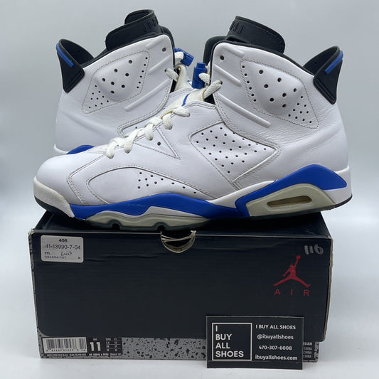 Size 11 - Air Jordan 6 Retro 2014 Sport Blue White Leather (384664-107)