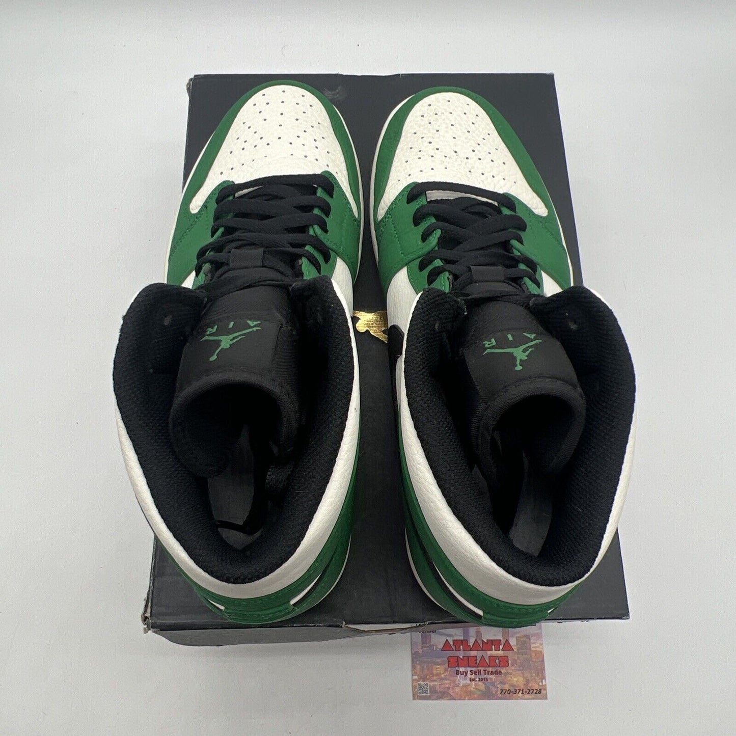 Size 11 - Air Jordan 1 Mid Pine Green White Black Leather (852542-301)