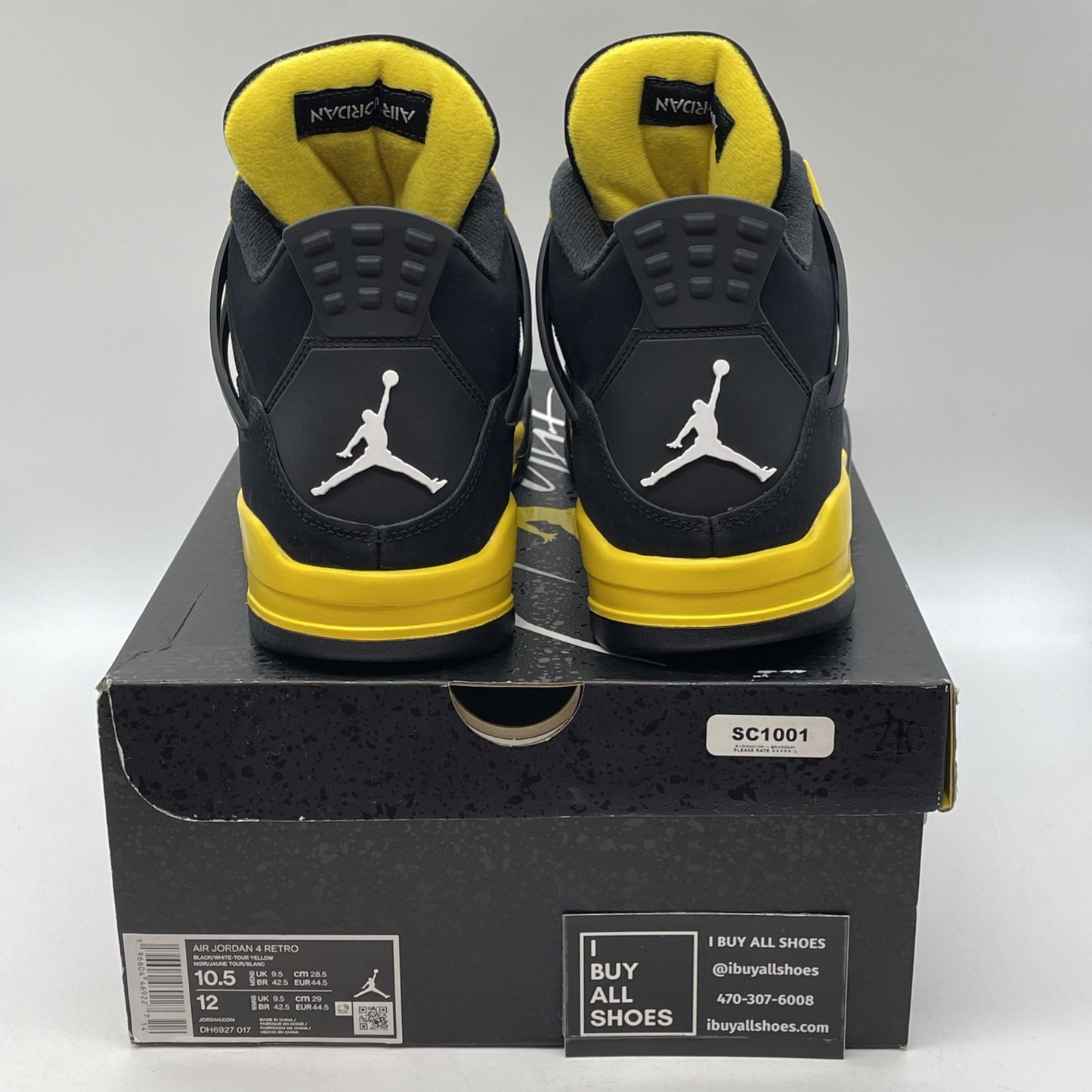Size 10.5 - Jordan 4 Retro Mid Thunder Black Yellow White Suede (DH6927-017)