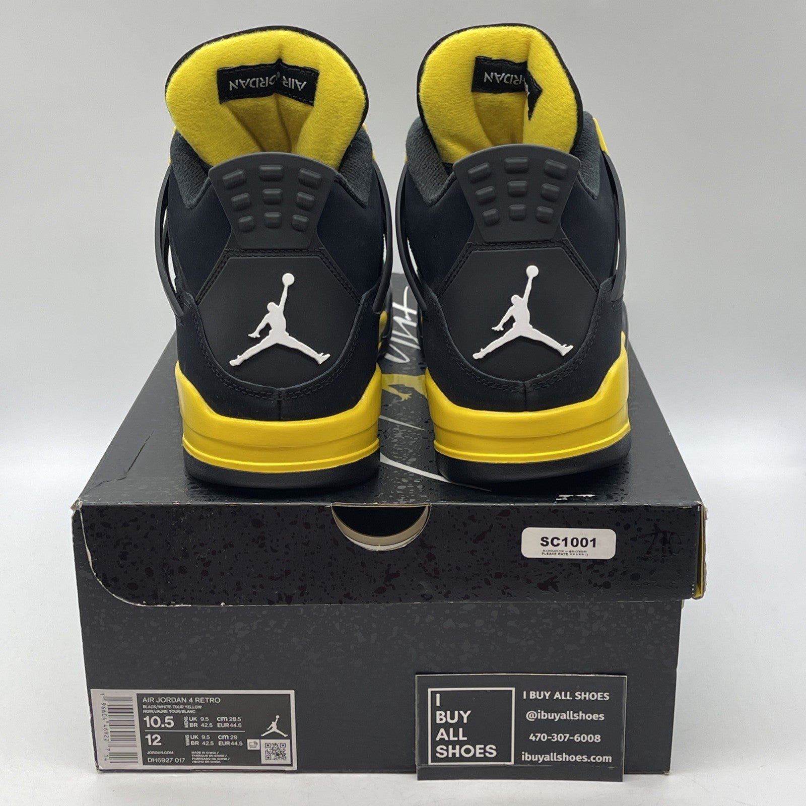 Size 10.5 - Jordan 4 Retro Mid Thunder Black Yellow White Suede (DH6927-017)